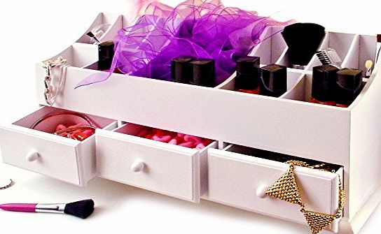 Great Ideas By Post Wooden Desk Tidy / Caddy With Three Drawers And 13 Organiser Compartments