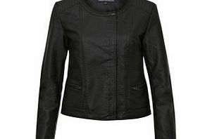 Black collarless jacket