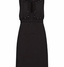 Great Plains Black cotton blend beaded mini dress