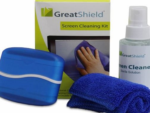 GreatShield LCD Screen Cleaning Kit with Microfiber Cloth, Double Sided Cleaning Brush and Non-Streak Solution f
