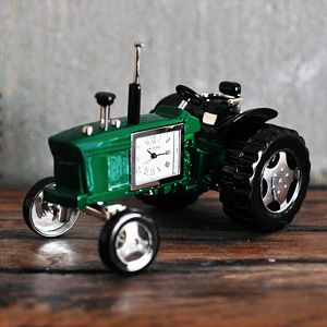 Green and Black Tractor Miniature Clock