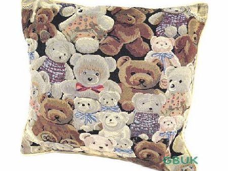 Green Bear QHS Tapestry Cushion Cover - Teddy Bears - Gobelin of Belgium Style