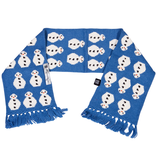 Kids Blue Knitted Snowman Scarf from Green Eyed
