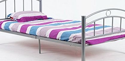 GreenForest� Kids Metal Bunk Bed Mid Sleeper Cabin Silver Single Bed Frame