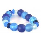 Green Glass Recycled Glass Bead Bracelet - Mixed Blue
