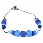 Green Glass Recycled Glass Bead Necklace - Mixed Blue