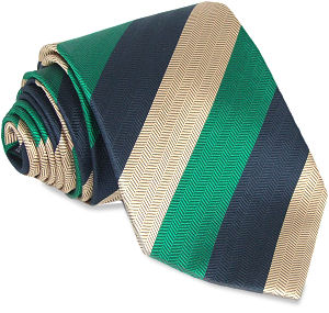 Green Gold Navy Stripe Silk Tie