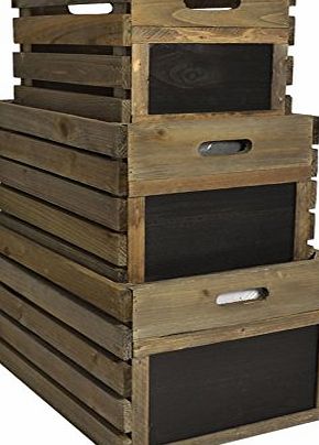 Green Jem Rustic Wooden Crates - Set of 3