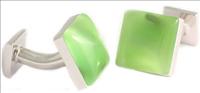 green Lightening Stone Cufflinks by Babette