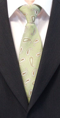 green Paisley Clip-On Tie