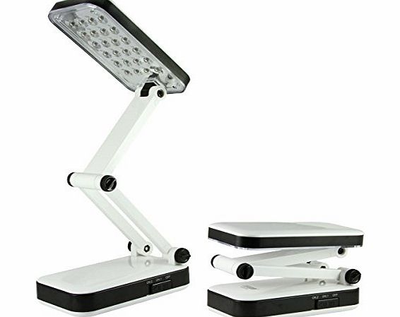 Portable Eye Protection LED Desk Lamp,Reading Light,Foldable &Rechargeable,2 Brightness Settings--White