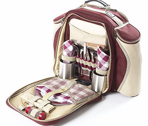Greenfield Collection Super 2 Person Deluxe Picnic Backpack - Mulberry Red