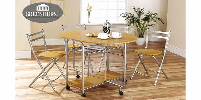 Greenhurst Folding Dining Table and Chairs. Drop Leaf Butterfly Dining Table Four Folding Chairs Light Oak Finish