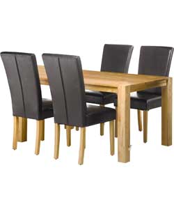Solid Oak Wood Dining Table and 4 Chairs