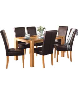 Greenwich Solid Oak Wood Dining Table and 6 Chairs