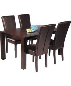 Greenwich Solid Wood Walnut Dining Table and 4