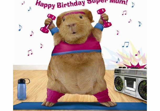 Greetings Cards Happy Birthday Super Mum Guinea pig aerobics birthday card