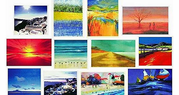 Abstract Paintings & Photographic Landscape Greeting Cards 12 Pack