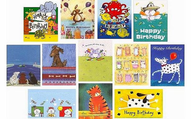Greetingsbox Card Packs 12 Animal Birthday or Greeting Cards