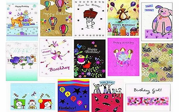 Greetingsbox Card Packs 14 Fun Birthday / Greeting Cards for Children or Adults