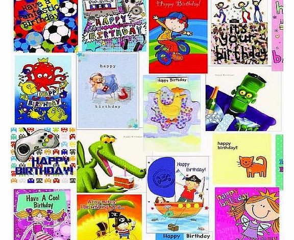 Greetingsbox Card Packs Bulk Childrens Kids Pack of 30 Birthday Greeting Cards