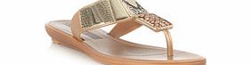 Grendha Allure beige and snakeskin thong sandal