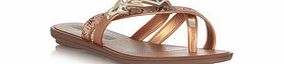 Grendha Glamour bronze and snakeskin thong sandal