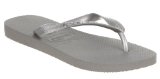 Grendha Havaianas Top Metalic Flip Flop Silver Rubber - 4-5 Uk