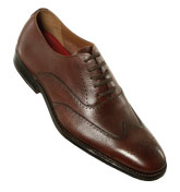 Brown Grain Leather Brogue Style Shoes