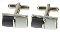 Grey / White Catseye Barrel Cufflinks