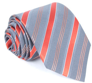 Grey Orange D/Stripe Silk Tie