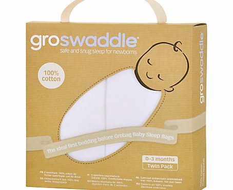 Grobag Groswaddle Swaddle Baby Blankets, Pack of 2, White
