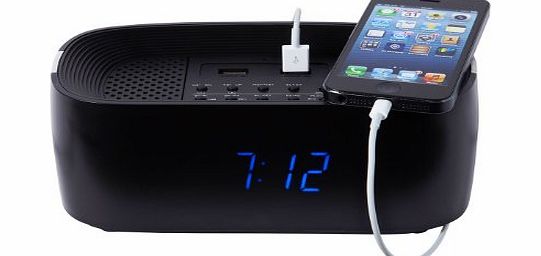 GVSP407BK Bluetooth Speaker with Alarm Clock Radio and USB Ports - Black