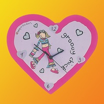 GROOVY CHICK heart shape wall clock