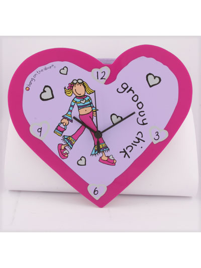 Groovy Chick Heart Shaped Wall Clock