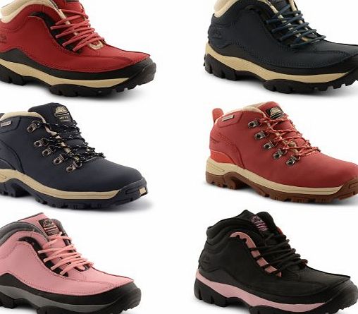 Groundwork New Ladies Groundwork Steel Toe Cap Lace Up Safety Boots Trainers Size UK 3-8, Black Pink UK 6
