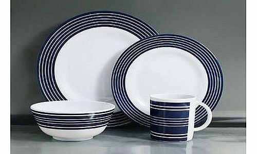 Grove Navy Pinstripe Melamine 16 pce Dinner Set