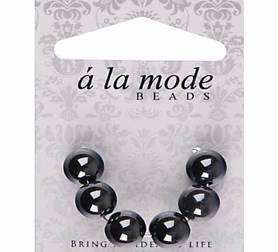 Groves A La Mode Enamel Beads, Pack of 6, Grey