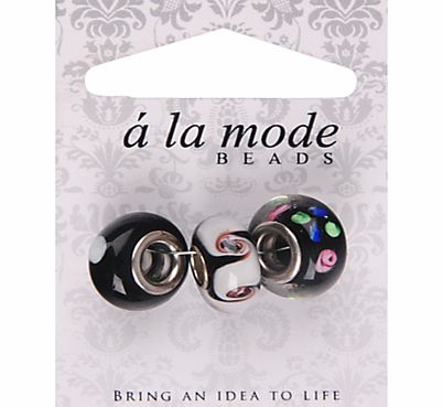 Groves A La Mode Glass Flower Beads, Pack of 3,