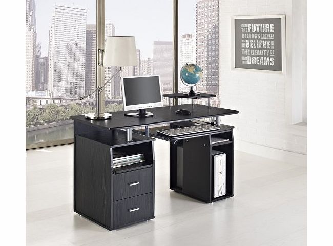 COMPUTER DESK HOME OFFICE FURNITURE PC TABLE BLACK - NEXT DAY DELIVERY