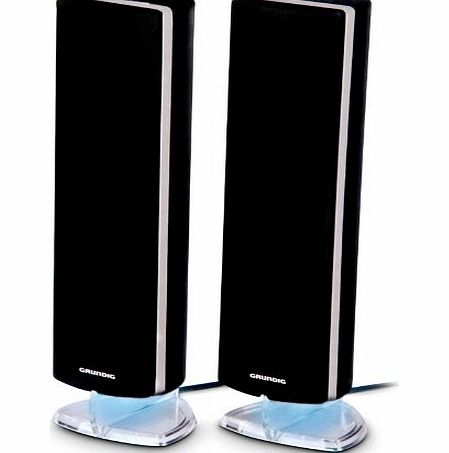 Grundig  USB Stereo Loudspeaker Set with Blue LED Lighting - Volume Control - Headphone Jack - 90 cm Connection Cable