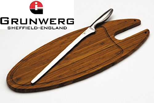 Grunwerg Bamboo Salmon Knife and Board