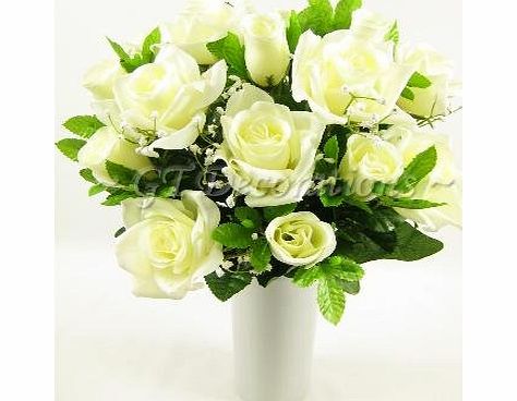 GT Decorations 42cm Artificial Silk Flower Rose and Gypso Floral Arrangement (Cream) from GT Decorations