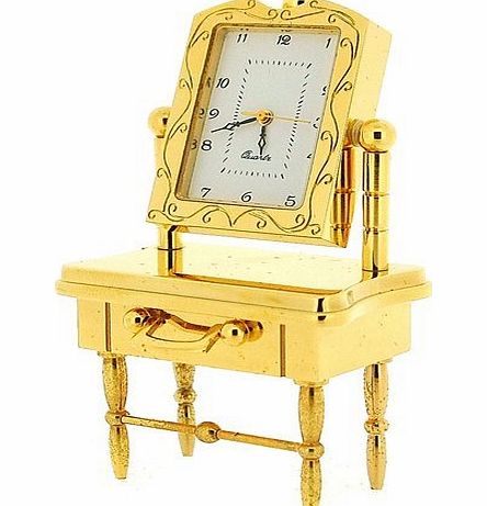 GTP Miniature Gold Plated Solid Brass Dressing Table Novelty Collectors Clock IMP41