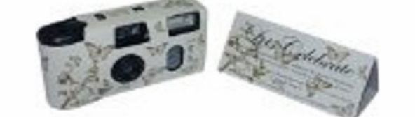 GTR Pack of 5 Single Use Disposable Cameras - Ivory amp; Gold Butterflies / Butterfly (X3D062)