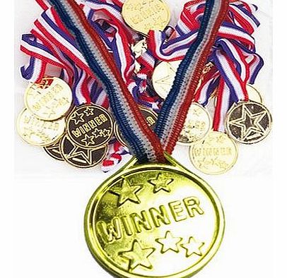 12 KIDS OLYMPIC GOLD WINNERS MEDALS PARTY GAMES BAG PRIZES GIFTS