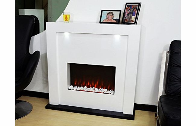 Guaranteed4Less NEW DESIGNER FREE STANDING ELECTRIC FIRE FIREPLACE WHITE MDF SURROUND LED LIGHTS