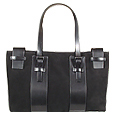 Black Suede and Leather Large Tote Bag