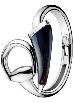 Gucci Horsebit Bangle with Black Horn
