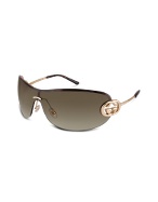 Gucci Interlocking GG Metal Rimless Shield Sunglasses